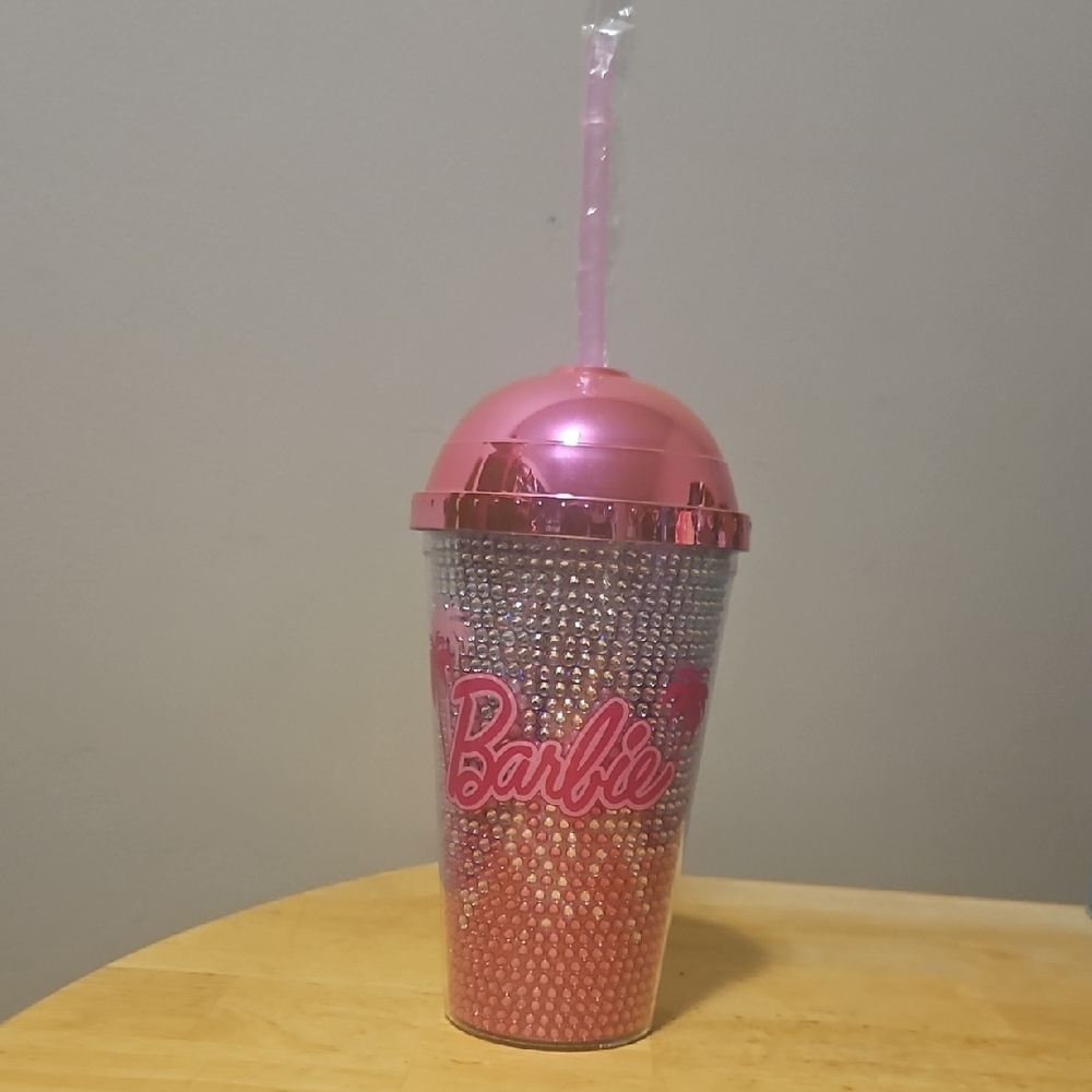 Barbie Pink and Silver Glitter Cup